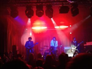 A group of people on stage at a concert.