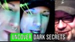 Three people, including Zach, are shown with various expressions. The text overlay reads "UNCOVER DARK SECRETS." Tune in for an exclusive interview that takes you behind the scenes of the enigmatic Dead Animal Assembly Plant.